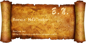 Bencz Nándor névjegykártya