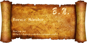 Bencz Nándor névjegykártya